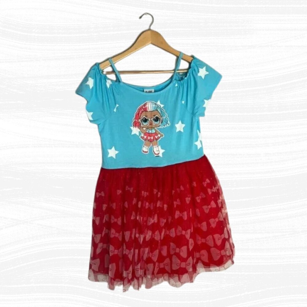 LOL Surprise Dress Tulle Girls Size XXL Plus (18) Red White and Blue Fourth